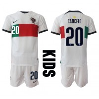 Camiseta Portugal Joao Cancelo #20 Segunda Equipación Replica Mundial 2022 para niños mangas cortas (+ Pantalones cortos)